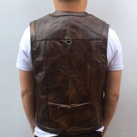 Gilet en cuir pour homme tendance, vente en gros, fermeture éclair, gilet en cuir véritable pour homme, personnalisable, multi-poches, style hip-hop, veste sans manches