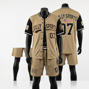 Men Baseball Jersey Short <b>Set</b> GSM Premium Polyester Brown Piped Panels Custom Sublimation Embroidery jersey short <b>set</b> for men's - Product Image 5