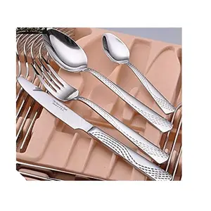 Venda quente Produto Cutleries Jantar Set Heavy Espelho Polonês 304 Metal Talheres Set Oco Handle Aço Talheres