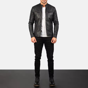 Chaqueta de Motero de Piel de Oveja Genuina para Hombre, Modelo 2026, Color Negro Icónico, Forro Acolchado, Bolsillos, Capucha y Cierre de Cremallera para Invierno - Product Image 6