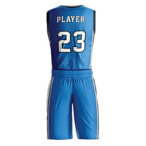 Uniforme de basket-ball réversible à col rond le plus vendu pour hommes Polyester sur mesure grande taille imprimé nom du joueur conception sans manches - Product Image 2