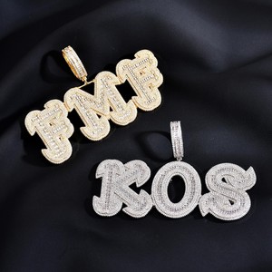 จี้เพชรโมอิสซาไนต์แบบ Iced Out สั่งทำตามชื่อตัวอักษร VVS  ความเงางามสูง  ทำจากเงินแท้ 925  สำหรับผู้ชายและผู้หญิง - Product Image 6