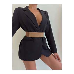 Ceinture élastique pour femme ornée de pierres, ceinture pour veste, ceinture pour robe, ceinture pour chemise - Tan - Product Image 3