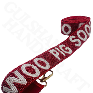 Sangle de sac à main en perles réglables rouge blanc Boomer Sooner inspiré de la main de perles audacieuses brodées tissu de fond de teint en coton - Product Image 6