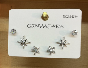 Orecchini a stella Qjnyajare in argento S925 con strass di cristallo, gioielli da donna per l'uso quotidiano - Product Image 3