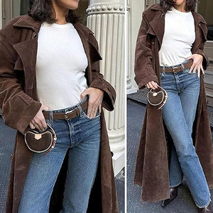 Nouvelle dame mode Trench Coat Style britannique à manches longues mi-longueur femmes printemps automne ceinturé manteau 2025 - Product Image 3