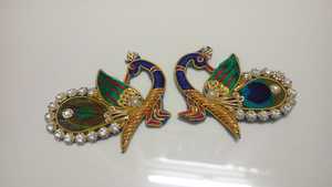 Traditional Beaded Peacock-Shaped Stone Patches for Bridal Gowns Sarees <b>Wedding</b> Dresses Peacock Style Mesh Fabric <b>Accessory</b> - Product Image 2