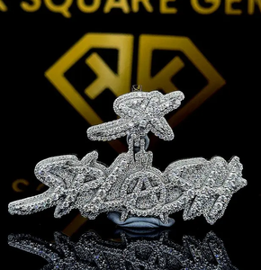 Colgante de Hip Hop con letras personalizadas, nombre de la suerte personalizado, colgante de número para hombre, colgante de moissanita, joyería de Hip Hop Ice Out, plata 925 - Product Image 5