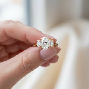 Anillo de Diamante Cultivado en Laboratorio con Piedra de Árbol de Forma Ovalada de 2.51CT VS1, Joyería Fina de Oro Sólido de 14K, Regalo de Promesa de Boda para Novias - Product Image 2