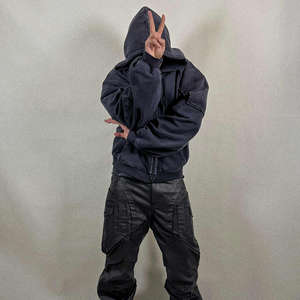 Streetwear personnalisé OEM Coupe spéciale Couture inversée Conception brodée Capuche à double couche Vintage lavé à l'acide en détresse - Product Image 2