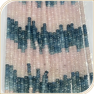 Perles rondes facettées de morganite rose et d'aquamarine bleue de haute qualité, naturelles et en vrac pour la fabrication de bijoux - Product Image 2