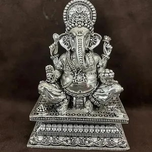 Чистое серебро по заводской цене индийский индуистский Бог Господь Ганеш Джи статуя для дома Пуджа Господа Ганеш Джи скульптура статуя