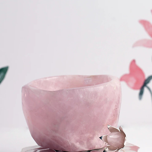 Support décoratif pour bol en quartz rose et argent - Product Image 1