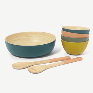 Serveurs de salade en bambou filé naturel de haute qualité pour manger style européen fabriqués à la main du Vietnam - Product Image 6