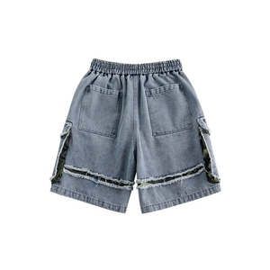 Shorts Cargo Utilitaires en Jean 6 Poches Personnalisés 2026 de Qualité Supérieure pour Hommes, Demi-Pantalon 100% Coton Uni Effet Vieilli - Product Image 3