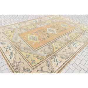 Alfombra Vintage de 8.4x12.5 pies, Alfombra Turca Extra Grande, Alfombra Ikat Amarillo Verde - Product Image 2