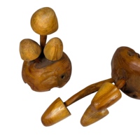 Objets décoratifs en forme de champignon, artisanaux, style Art Déco, pour mariage et décoration intérieure, en bois de teck massif, forme irrégulière, accent décoratif