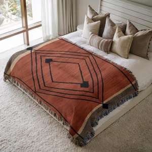 Couverture marocaine faite à la main, authentique artisanat berbère, couverture douce tissée à motifs tribaux, décoration d'intérieur, cadeau - Product Image 1