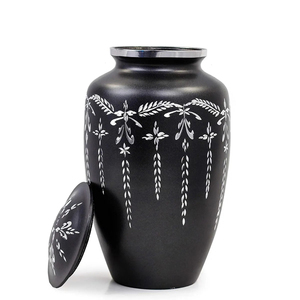 Urna funeraria de cremación para adultos, diseño de moda grabada, esmalte terminado, marrón, hecha a mano, para cenizas humanos y suministros funerarios - Product Image 3