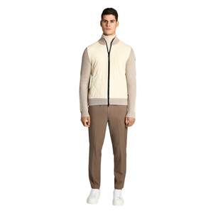 Veste en tricot hybride pour homme, panneau avant rembourré, fermeture éclair, coupe ajustée, haut décontracté pour l'hiver, superposition - Product Image 1