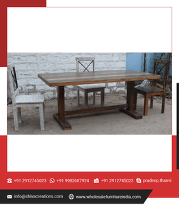 Ensemble de salle à manger en bois massif de style ferme moderne Meubles en bois de récupération en gros pour la maison le bureau pour les salles à manger extérieures - Product Image 4