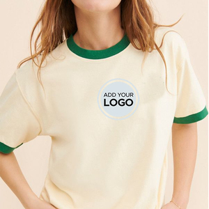 T-shirts Ringer vierges en coton et bambou, commande en gros, logo de marque personnalisé, vêtements haut de gamme, livraison DDP gratuite - Product Image 1