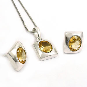 New Arrival Luxury Design 925 Sterling <b>Silver</b> Natural Citrine Gemstone Oval Shape Handmade Jewelry <b>Set</b> for Birthdays Parties - Product Image 1