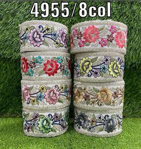 Rubans brodés à la machine sur mesure et lacets en motifs floraux et en huit couleurs pour robes de mariée de 1.25 pouces de largeur - Product Image 3