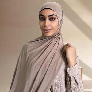 高品質液体ジャージーヒジャーブ最新デザイン液体ジャージーヒジャーブ平野固体ストレッチジャージープレミアムスカーフ - Product Image 6