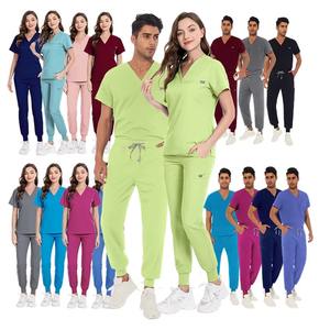 Compre al por mayor Diseño de cuello en V Estilo Jogger Unisex Scrubs Médico Scrubs Enfermera Manga corta Scrub Set Tela de poliéster - Product Image 2