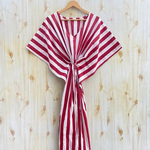 ชุดเดรสคาฟตันผ้าฝ้ายสีเบจสีขาวลายทางผ้าคอตตอนชุดเดรสคาฟตันชุดเดรสยาวชุดเดรสคาฟตันสำหรับเป็นของขวัญ - Product Image 5