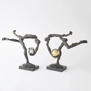 Escultura de Animales Antigua de Aluminio Chapado en Oro Hecha a Mano de Lujo para Decoración Moderna del Hogar, Diseño Pulido - Product Image 5