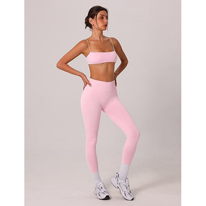 Conjuntos de Yoga, Leggings de Cintura Alta con Elástico Frontal, Sujetador Deportivo a Juego, 2 Piezas, Sin Costuras, Elásticos, Transpirables, Ropa Deportiva para Mujer - Product Image 6