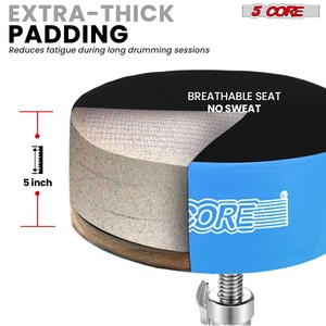 Siège de batterie 5 Core, tabouret de guitare rembourré, réglable, capacité 310 lbs, siège robuste avec dessus en velours - Product Image 2