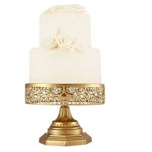 Base Redonda Decorativa Ecológica de Metal para Pastel con Pedestal y Cristales, Marca Rabeh, para Decoración de Fiestas de Cumpleaños o Bodas - Product Image 3