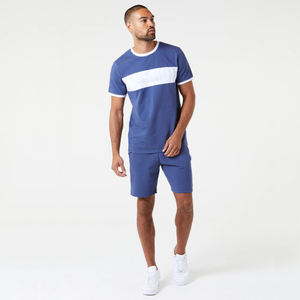 Heavyweight 100% cotton <b>mens</b> short set custom screen printed logo streetwear 2 piece set contrast jogging tracksuit set for <b>men</b> - Product Image 3