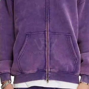 Meilleure qualité pas cher prix Basics hommes lavage à l'acide sweats à capuche conception personnalisée en gros hommes fermeture éclair lavage à l'acide sweats à capuche - Product Image 5