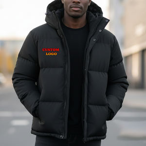 Chaqueta de bombardero con capucha impermeable de poliéster 100% de alta calidad para hombres con cuello levantado ropa de calle de invierno impresa personalizada - Product Image 6