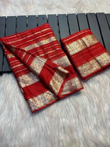 Rộng Phạm Vi Sản Phẩm Thiết Kế Thanh Lịch Badala Zari Làm Việc Ấn Độ Saree Với Ưa Thích Ren Biên Giới Đảng Mặc Ấn Độ Quần Áo - Product Image 5