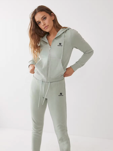 Ensemble de survêtement pour femme, 80% coton, 20% polyester, style hip-hop, coupe slim, écologique, sweat-shirt à capuche, pantalon de jogging à jambe droite, survêtement 2 pièces - Product Image 2