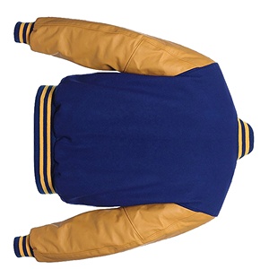 แจ็คเก็ตเบสบอลฤดูหนาวแบบยูนิเซ็กซ์ สวมใส่สบาย ดีไซน์แบบ Letterman สั่งทำได้ ผลิตภัณฑ์ขายส่ง แจ็คเก็ตหนัง Varsity แบบสั่งทำสำหรับผู้ชาย - Product Image 2