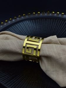 Anillo de Servilleta Geométrico Moderno de Primera Calidad, Metal Plateado, Diseño Hueco, Decoración de Mesa Lujosa, Accesorios para Banquetes, Bodas y Fiestas - Product Image 2