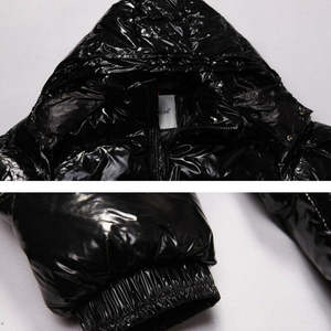 Chaqueta de Invierno para Hombre al por Mayor, con Logotipo Personalizado, Acolchada, Negra, con Capucha, Impermeable, Reversible, con Cierre de Cremallera, Cálida, de Pana - Product Image 4