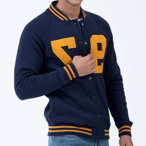 OEM hombres Hip Hop tela azul 97 letra Varsity chaqueta cuello Graffiti bordado capucha tejido hombres chaqueta de béisbol para los hombres - Product Image 6