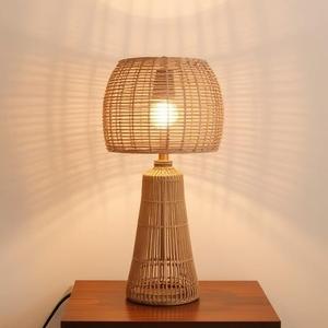 โคมไฟแขวนหวายทรงรีสไตล์อินเดียทำด้วยมือเทรนด์ใหม่โคมไฟระย้าไม้ไผ่สานสำหรับบ้านพร้อมเชิงเทียนที่วางหิน - Product Image 2