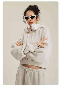 Sudaderas con capucha de alta calidad para mujer, venta al por mayor, jersey de poliéster, suéter de talla grande, logotipo personalizado, sudaderas con capucha blancas personalizadas para mujer - Product Image 6