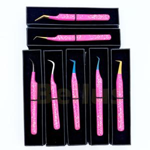 Pince à cils en acier inoxydable 45 90 degrés pointe en fibre outils d'extension professionnels de haute qualité durable OEM vente en gros - Product Image 1
