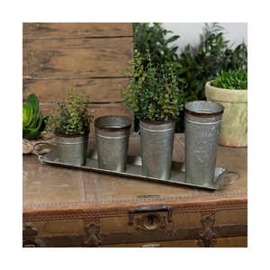 hot sale galvanized triangle <b>planter</b> rustic vintage decorative <b>artificial</b> flower <b>planter</b> used for indoor <b>outdoor</b> decoration - Product Image 3