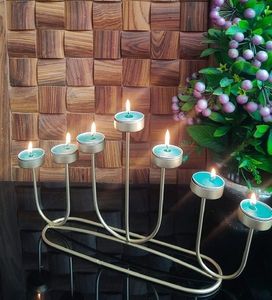 Soporte para candelabros con cubierta de vidrio Soporte para velas de cristal con cuentas Elegante para mesa de comedor de café - Product Image 3