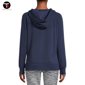 Sudadera con capucha de manga larga de gran tamaño para mujer de algodón sólido de alta calidad al mejor precio - Product Image 2